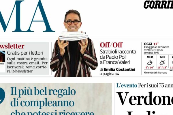 Copertina Corriere della Sera, Roma - 18 novembre 2025 - Pino Strabioli, venedico quattro