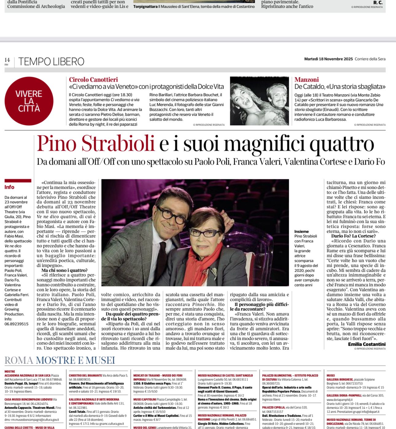 Off/Off – STRABIOLI – VE NE DICO QUATTRO – Rassegna Stampa