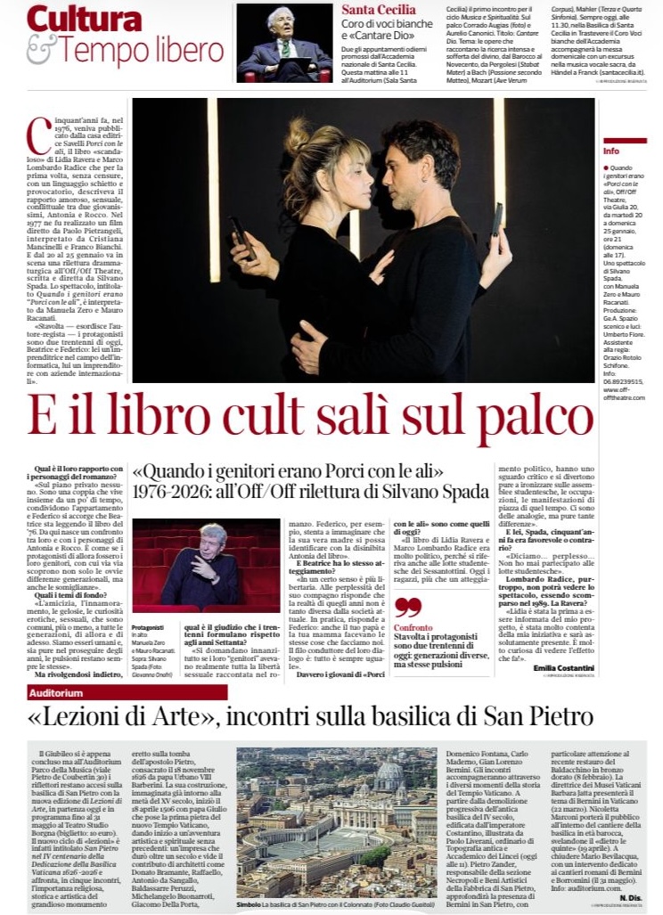 Off/Off – SILVANO SPADA – Quando i genitori erano “PORCI CON LE ALI” – Rassegna Stampa