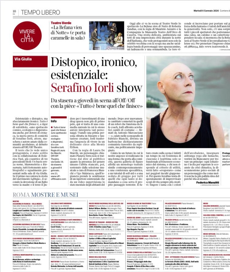 Off/Off – SERAFINO IORLI – TUTTO È BENE QUEL CHE FINISCE – Rassegna Stampa